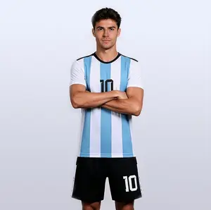 Size 10 Light Blue/White Colorblock Soccer Jersey, Short-Sleeve Breathable Training Fan Apparel, Casual Sports Version Football Shirts