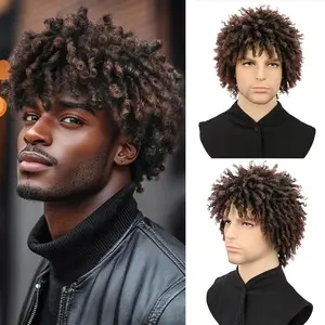 IVROSE HAIR 3 Inch Afro Men Dreadlock Wig Short Braided Breathable Layered Synthetic Wig