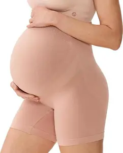 Momcozy Maternity Shapewear for Under Dresses, Anti-Chafing Mid-Thigh Pregnancy Underwear, Belly Support, Cotton Gusset