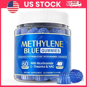 Methylene Blue Gummies for Humans | Brain Booster & Antioxidant Supplement for Cognitive Function, Energy, Focus & Mental Clarity | Cellular & Mitochondrial Health Support, Vegan, Fast-Absorbing, 60 Count Jar | Vitamin For Health, Brain Active Gummies