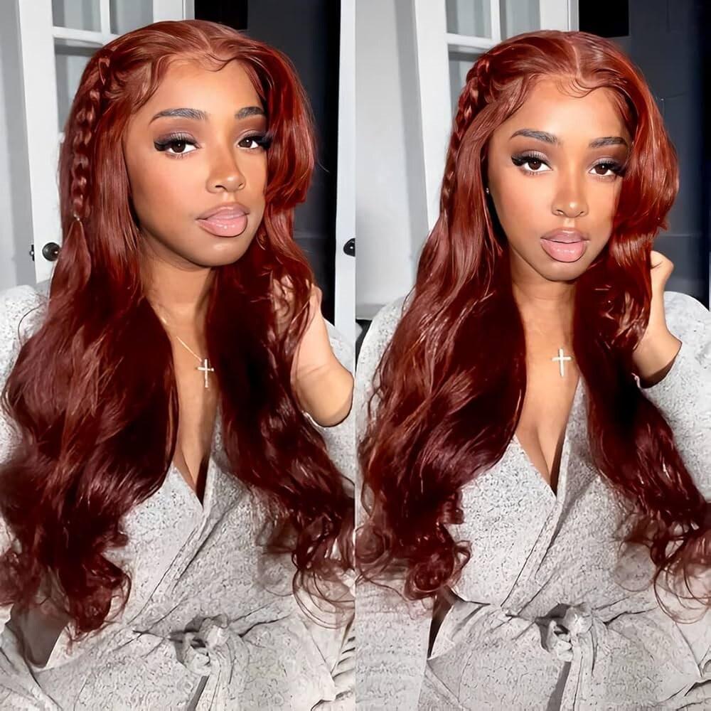 UNice Glueless Reddish Brown Body Wave Wig Byebye Slip Pre-cut 7x5 HD Lace Closure Human Hair Wigs with Bleached Knots Friendly for Beginner SpringStatements