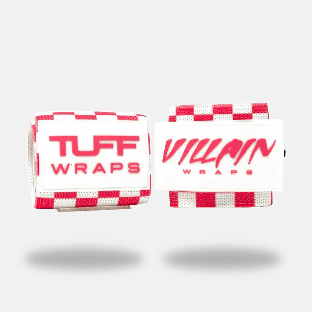 16" Elastic Blend Villain Wrist Bands - Pink/White Checkerboard, Sports Accessories for Weightlifting, Moisture-Absorbent Workout Support Wristbands, Strongman Training