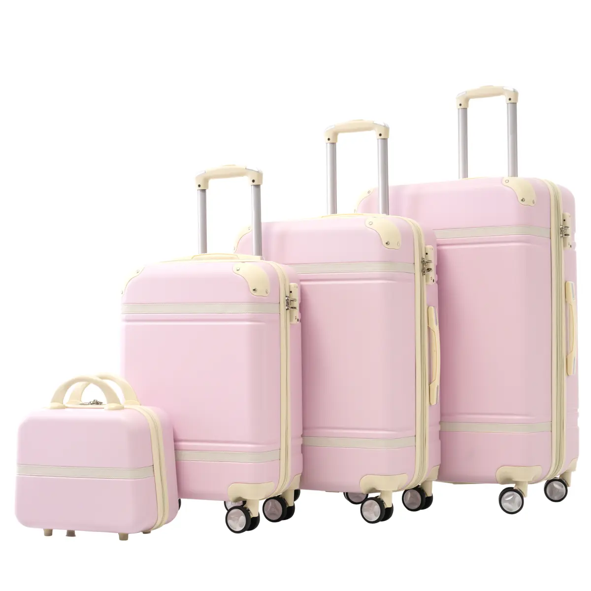 Aobtkel 4 Piece Hardshell Luggage Set 20/24/28 Inch with Cosmetic Case, Lightweight ABS Suitcases with TSA Lock, 360° Spinner Wheels, Expandable Packing Space, Carry Handles, Fully Lined Interior for Family Vacation Business Travel