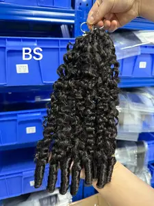 Uhair Crochet Human Hair for Mircale Knots Human Hair Feather Crocher Human Hair for Miracle Knots Boho Braids Burmese Curly Pre-Separated 60g / Bundle, 4 to 5 Bundles Recommended