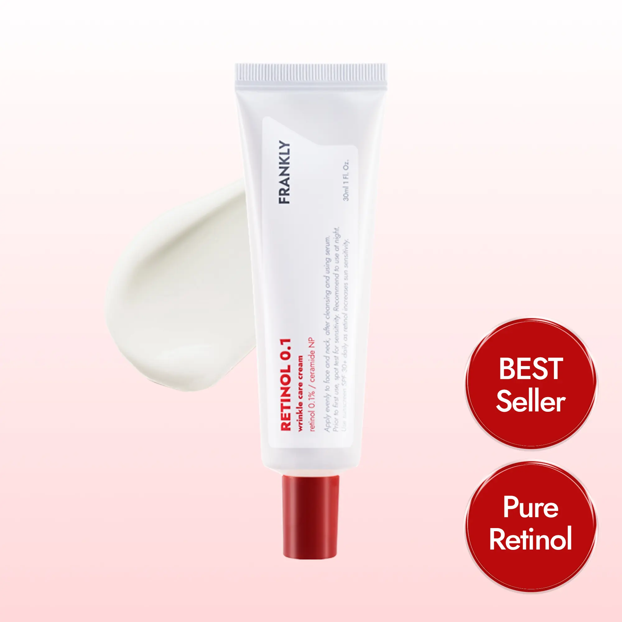 [FRANKLY] Retinol 0.1% Cream — Pure Potent Formula | Ceramides & Ginseng for Pore Minimizer, Wrinkles & Fine Lines, Firmer Skin | Daily gentle Korean retinol cream Hydrating