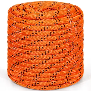 3/4" x 220 ft Double Braided Polyester Rope - 24 Strands, 20,000 LBS Breaking Strength | Orange/Black, for Arborist Rigging, Rock Climbing, Camping, Swing & Rescue