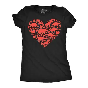 Womens Funny T Shirts Dino Heart Sarcastic Valentines Day Dinosaur Tee For Ladies Funny Womens T Shirts Cute Vintage Fashion Casual Ladies T-Shirt Gift Love Tops for Women Funny Dinosaur Top Women's Novelty Black -