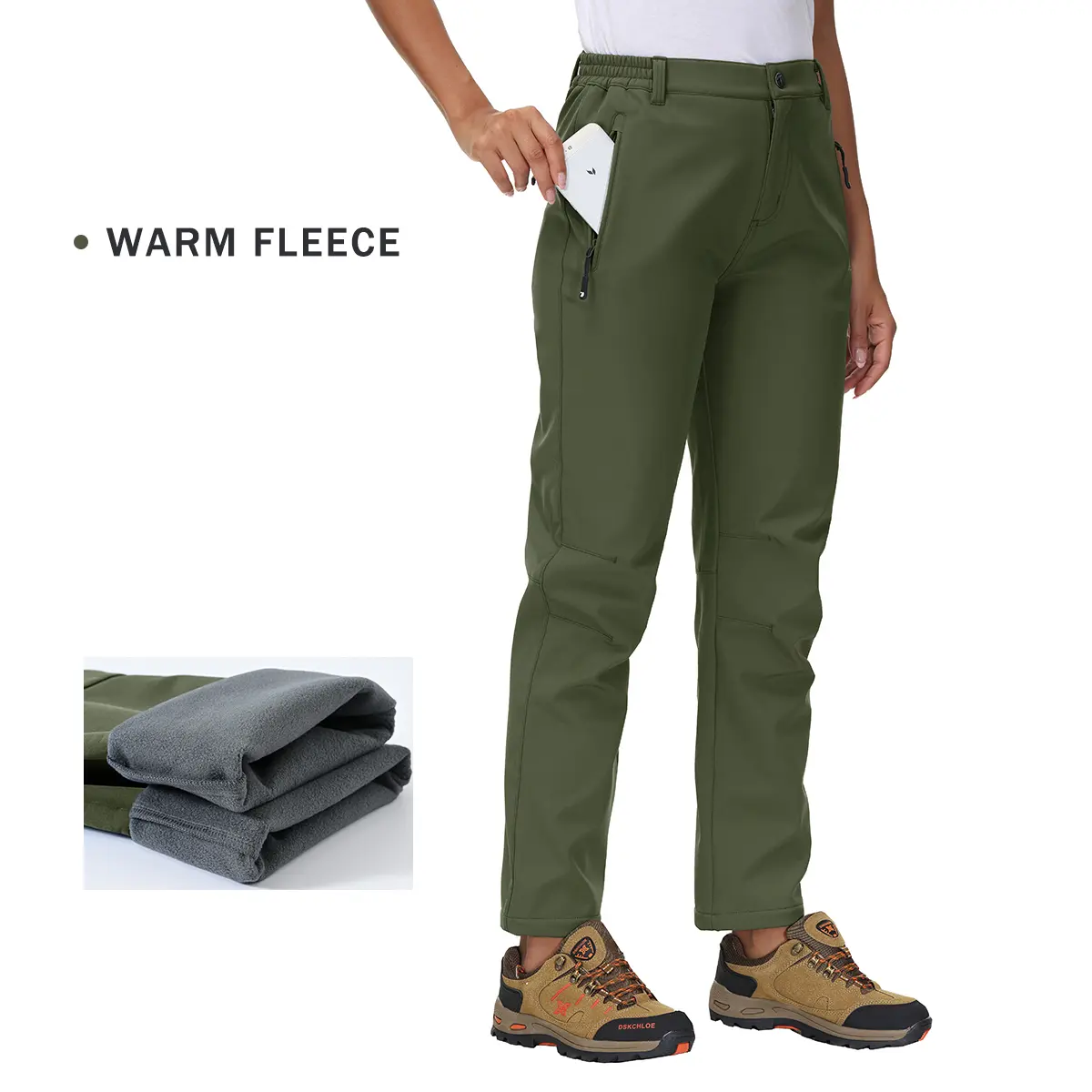 TBMPOY Women's Water Resistant Softshell Fleece Snow Pants For Skiing,hiking, Climbing, Camping, Mountaineering, Ice sports.