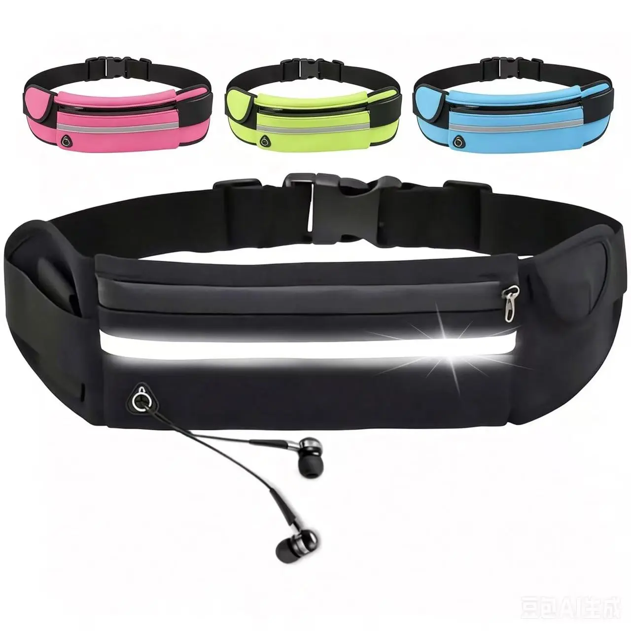 Adjustable Sport Waist Belt for Runners - Waterproof Outdoor Training Fanny Pack with Phone Holder, Headphone Port, Adjustable Strap, Fits 27"-48" Waist (Men & Women), Runners Waist