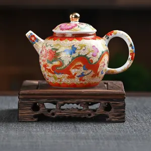 Enamel-Painted Teapot Gongfu Tea Set Vintage-Style Teapot Single-Pot Household Teapot Giftware