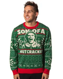 ELF The Movie Men's Buddy Son of a Nutcracker Ugly Christmas Adult Holiday Knit Pullover Sweater