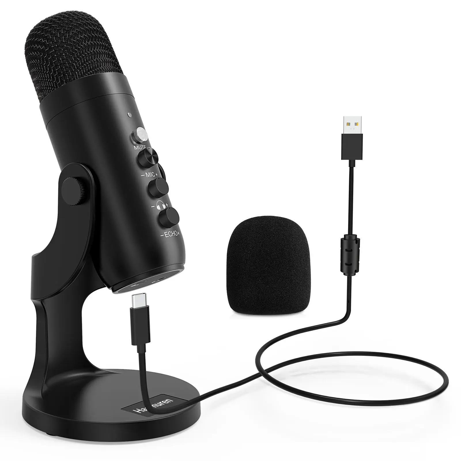 HAOMUREN Wired Condenser Microphone, USB Plug & Play Microphone with Pop-Filter & Mic Cover(no Adapter), Professional Microphone for Recording, Live Streaming, Live Podcast Equipment, Live Broadcast Equipment, Live Broadcasting Equipment