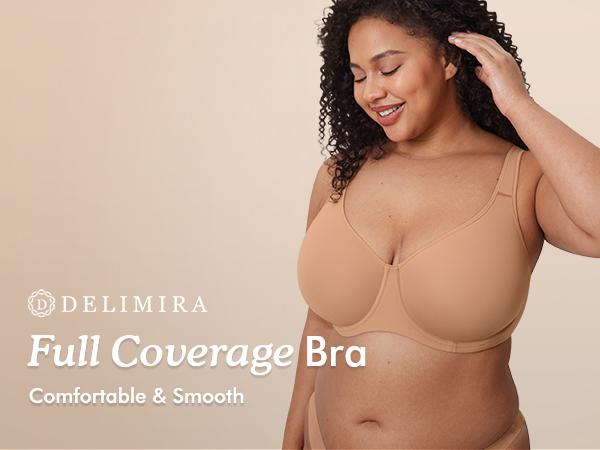 DELIMIRA Women's Inbarely Plus Full Coverage Bra No Padded Plus Size Underwire Unlined Seamless Bras SpringStatements