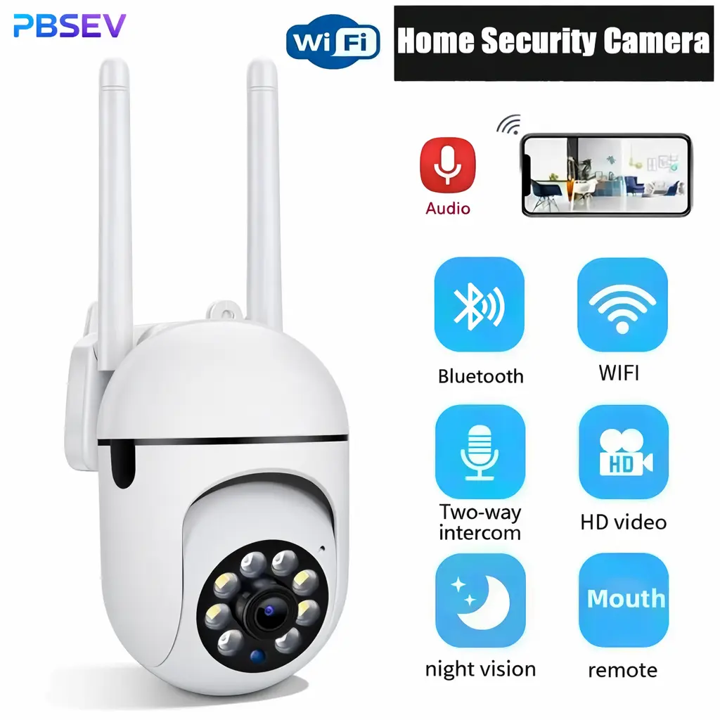 PBSEV 360° Panoramic Home Security Camera, 1080P Full-Color Night Vision, Motion Detection, Crisp 2-Way Audio, Simple WiFi & Bluetooth Setup, Cloud Storage, Remote Monitoring for Kids & Pets