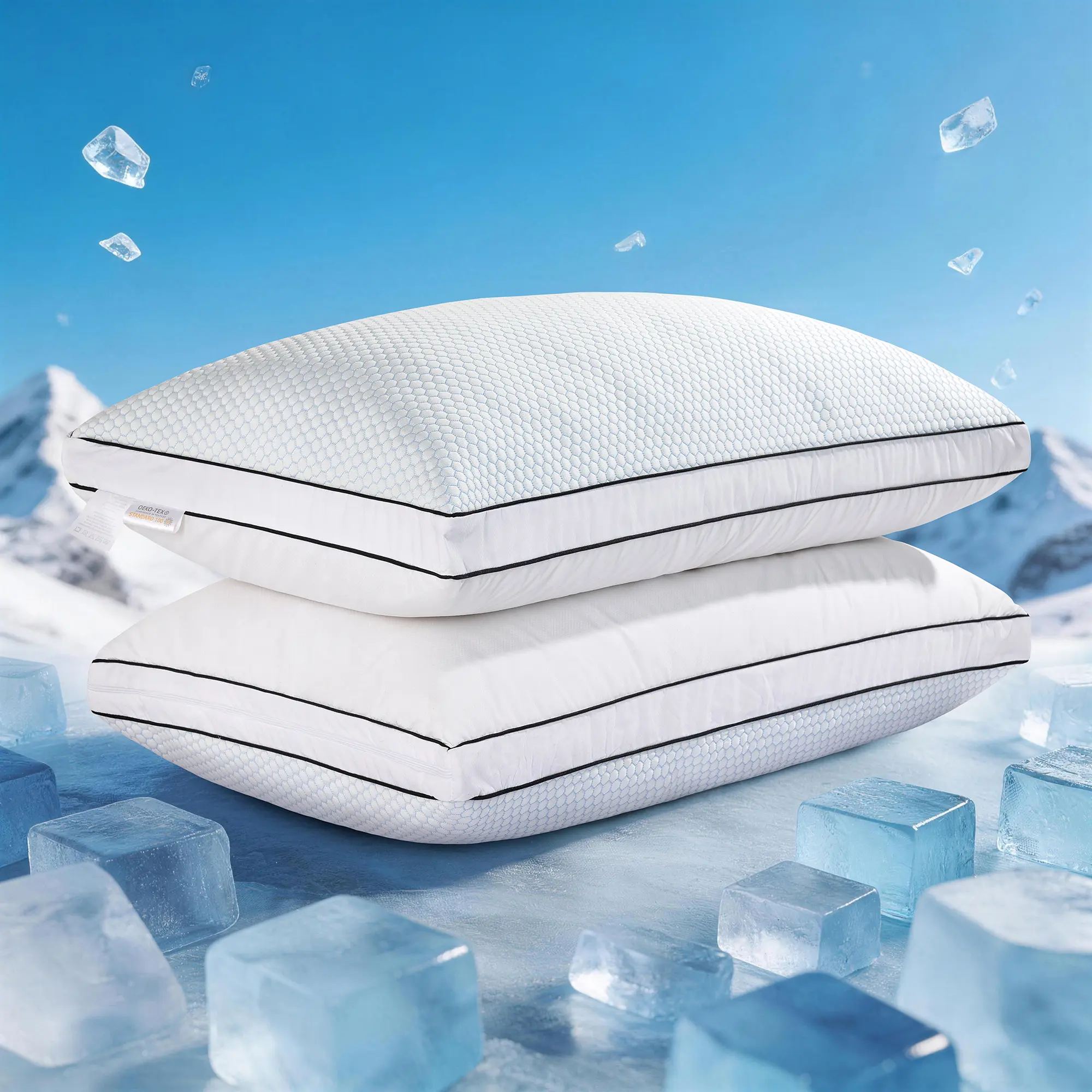 Dual Fill Cooling Pillow | Goose Down + Memory Foam Adjustable Loft Hotel Pillow for All Sleepers
