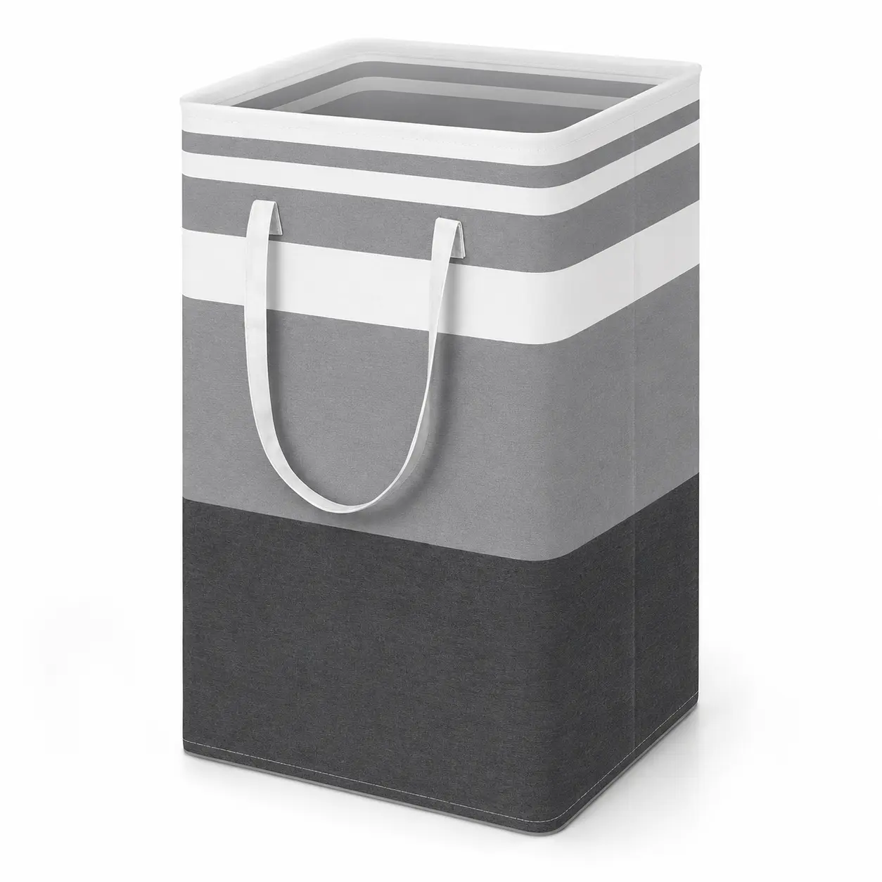 75L Nylon Rectangular Open-Top Laundry Hamper - Large Collapsible Storage Organizer with Easy-Carry Handles, Freestanding for Home, Bedroom Use (Towels, Toys), Gradient Grey