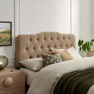 Annabel Premium Linen Blend King Headboard in Almond
