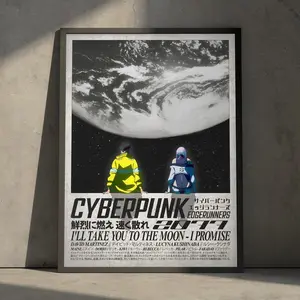 Cyberpunk Edgerunners Anime Poster Print, David and Lucy Manga Japanese Vintage Sci Fi Minimalist Wall Decor Hanging, Christmas Gift