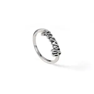 1 simple and unique 925 silver plated "Blessed" Ring exquisite gift for women--Size5-10inch- wedding Elegant Ring Statement Rings
