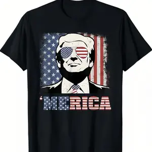 Funny “Merica” Trump 4th of July American Flag T-Shirt