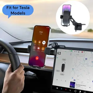 Tesla Car Phone Holder-Phone Mount for Tesla Model Y/Model 3/Cybertruck,360° Rotatable Screen Clip Holder,Adjustable for 4-7" Smartphones,Accesories