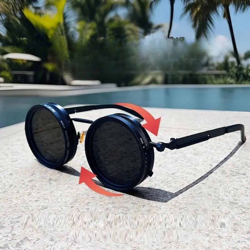 XUH Polarized Retro Round Sunglasses for Men and Women, Lightweight Trendy Streetwear Punk Style with UV400 Anti-Glare Protection for Driving, Trendy Streetwear Sunglasses, Cool Gifts For Guys, Womens Sunglasses, Men's Accessories, Funky Unique Accessorie