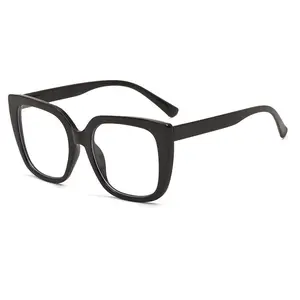 Oversized Square Cat-Eye Glasses, Black Blue Light Glasses for Woman Men, Lightweight Fashion Eyewear for All Face Shapes