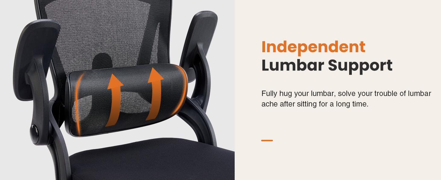 Sweet Furniture High Back Office Desk Headrest, Mesh Computer Chair with Soft Flip Up Arms, Adjustable Height and 120°Tilt