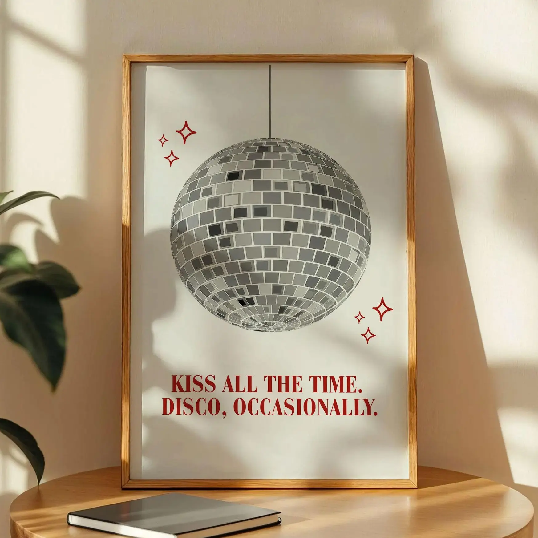 Kiss All The Time Poster, Time Disco Occasionally Wall Art, Music Song Lyrics Print Gift for Fans Valentines Decor Home Room