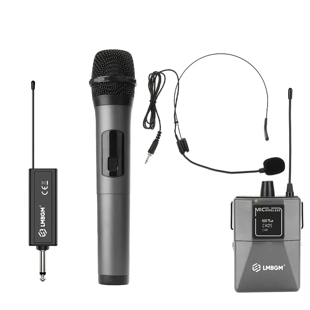 LMBGM [2 Mic] Wireless Handheld Microphone for Speaker PA Mixer, 2026 Pro Rechargeable Dual Mic for Home Karaoke & Summer Party, 6.35mm Jack (NOT for Phone/PC)