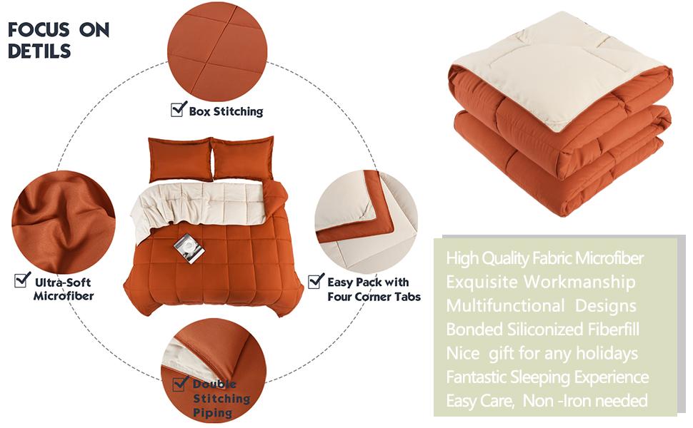 HIG 3PC Down Alternative Comforter Set - All Season Reversible Comforter with Two Shams happy  fluffy cloud bed