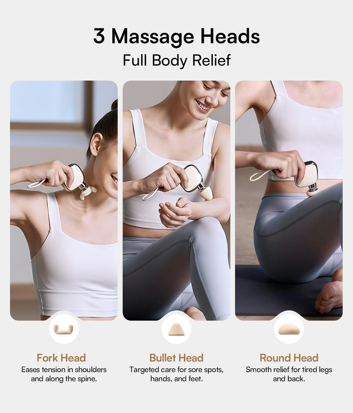 INIA PocketForce Palm-Sized Massage Gun – Portable Deep Tissue Massager with 3000 Percussions/Min, 7mm Stroke Depth & 10 lbs Force, Ultra-Quiet <48dB, 3 Heads & 4 Speeds, USB Rechargeable Travel Companion Gift Set