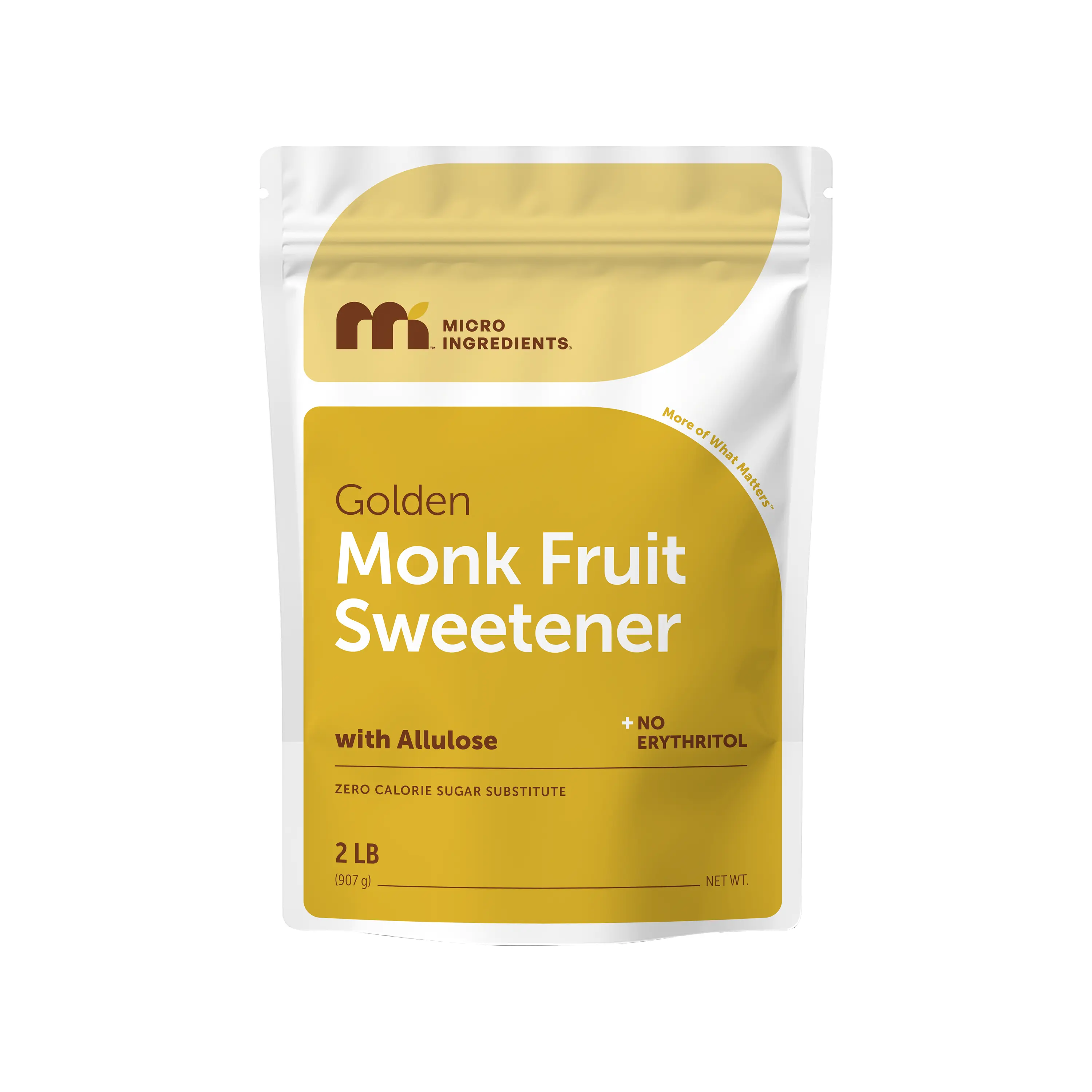 Micro Ingredients Golden Monk Fruit with Allulose Sweetener, 2 Lb – 1:1 Brown Sugar Substitute - No Erythritol, Zero Calorie