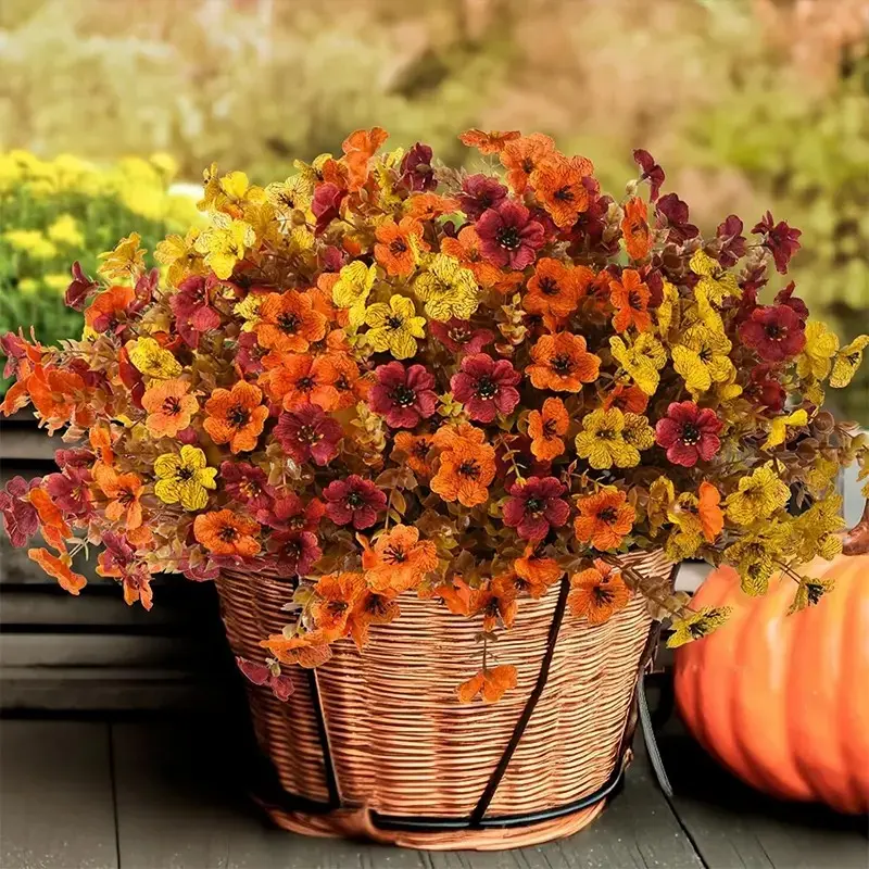 12-Pack Fall Multi-Color Artificial Flowers Assortment Set, Adjustable UV-Resistant Bouquets with Eucalyptus Lavender, Indoor-Outdoor Home Decor Plants, Decorative Vase Accents, Assortment Set Artificial Flowers,dorm decor,dorm room decor