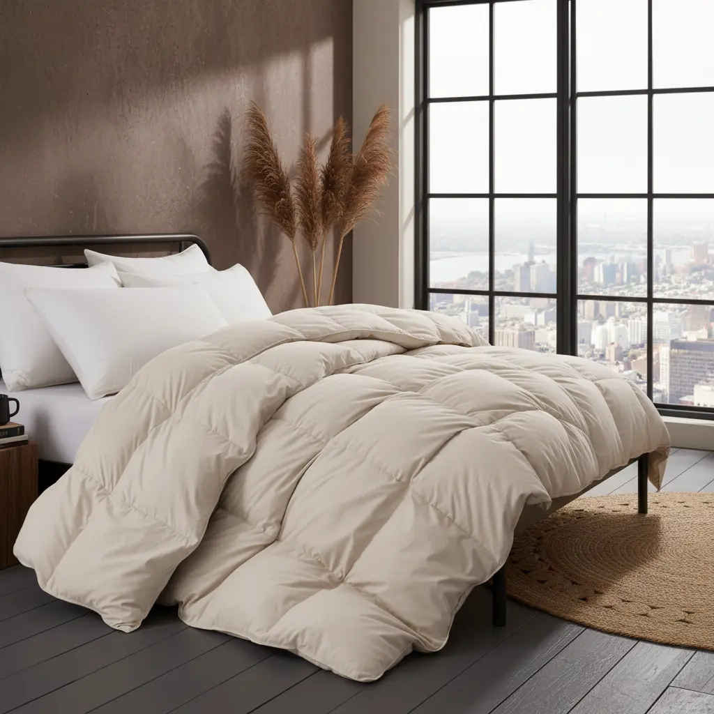 PEACE NEST Natural Goose Down Feather Fiber Comforter - Plush Fill Winter Duvet, Warmth Focus Bedding for Twin/California King Sizes, Deep Sleep Promotion