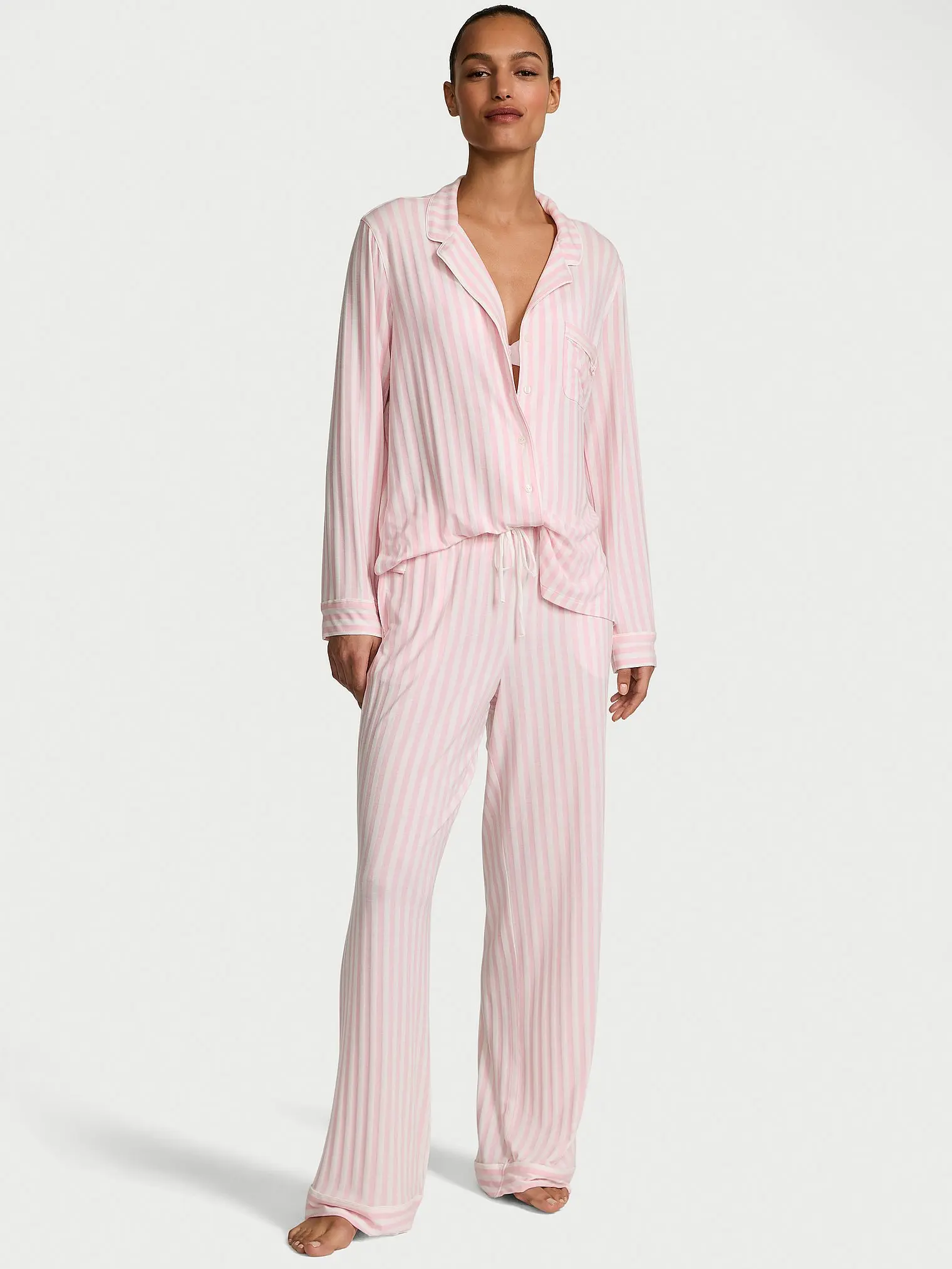 Victoria's Secret Modal Pajama Set, Long Sleeve Button Down Shirt and Pajama Pants, Sleepwear for Women (XS-XXL)