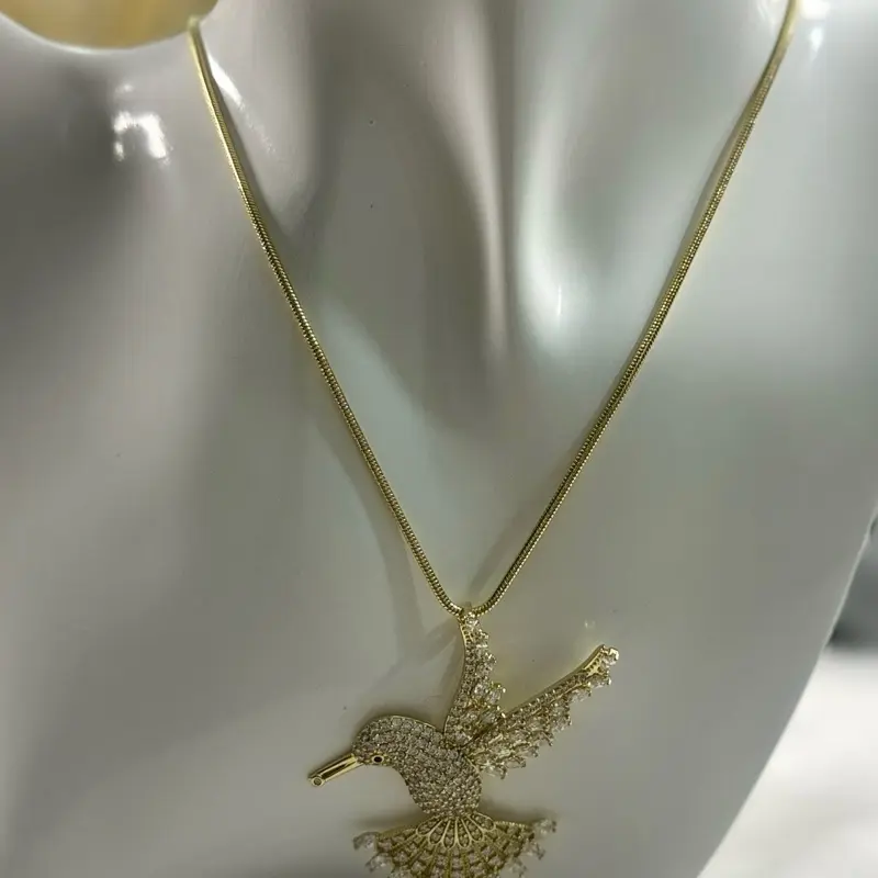 Sparkling Hummingbird Necklace – Symbol of Joy & Freedom – 14k Gold Filled 18”