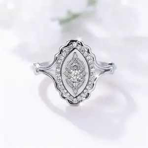 1 PC elegant and unique delicate With 925 silver plating Marquise‑cut white diamond Ring, exquisite Valentine's Daygifts for women. Size7-9inch- gift idea- jewelry- wedding engagement promise ring