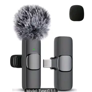 Wireless Clip-on Microphone System with One-Touch Recording | USB Type-C, Battery Powered, Ideal for Live Streaming and Outdoor Video Shooting, Kouzone Brand