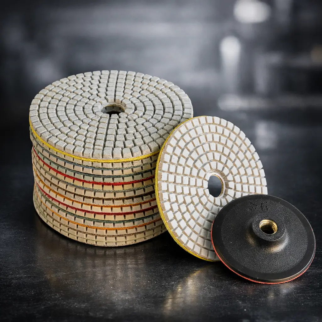 50mm 5 PCS 4 Inch Diamond Resin Polishing Pads Set  Wet Polishing Pads for Granite Marble Concrete Stone Tile
