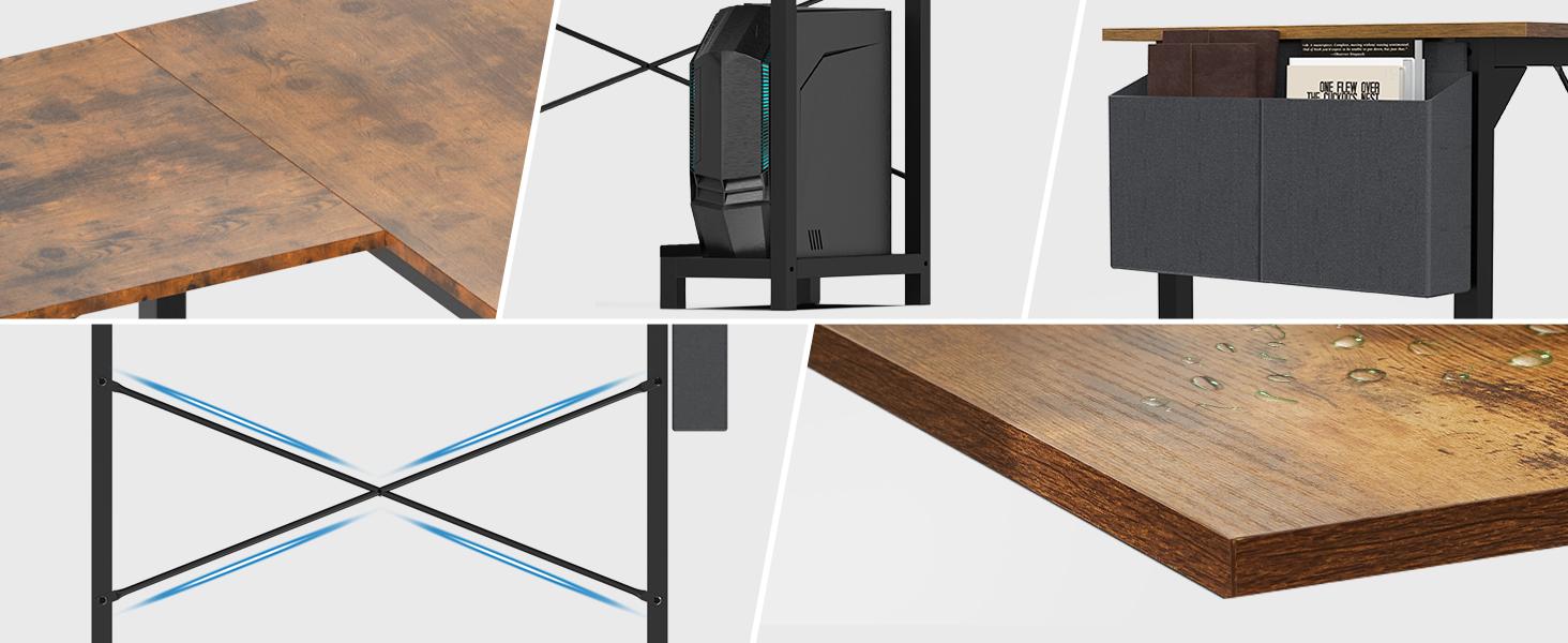 L Shaped Desk - Computer Desk Corner Desks Gaming  PC Table with CPU Stand Side Bag for Home Office Dorm Sturdy Writing Workstation