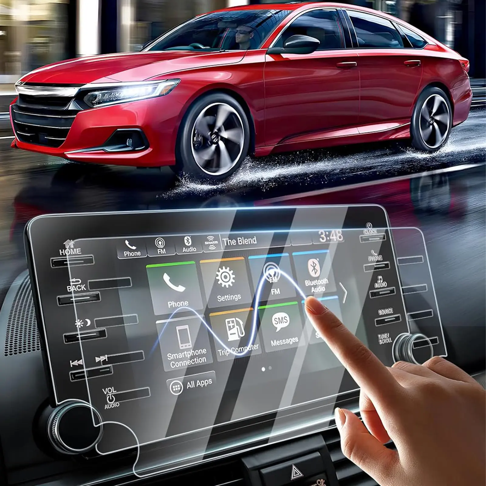 Canvcle Custom Fit 9H Tempered Glass Screen Cover for 2018-2021 Honda Accord Sport, EX-L, Touring - 8-in Car Navigation Touchscreen Accessory with Excellent Protection, Water Resistance, Easy Installation, Accessories