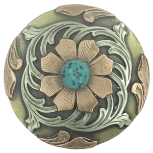 Augus Conchos 99I8 1 1/2 inch Floral Design Turquoise Stone Single Concho
