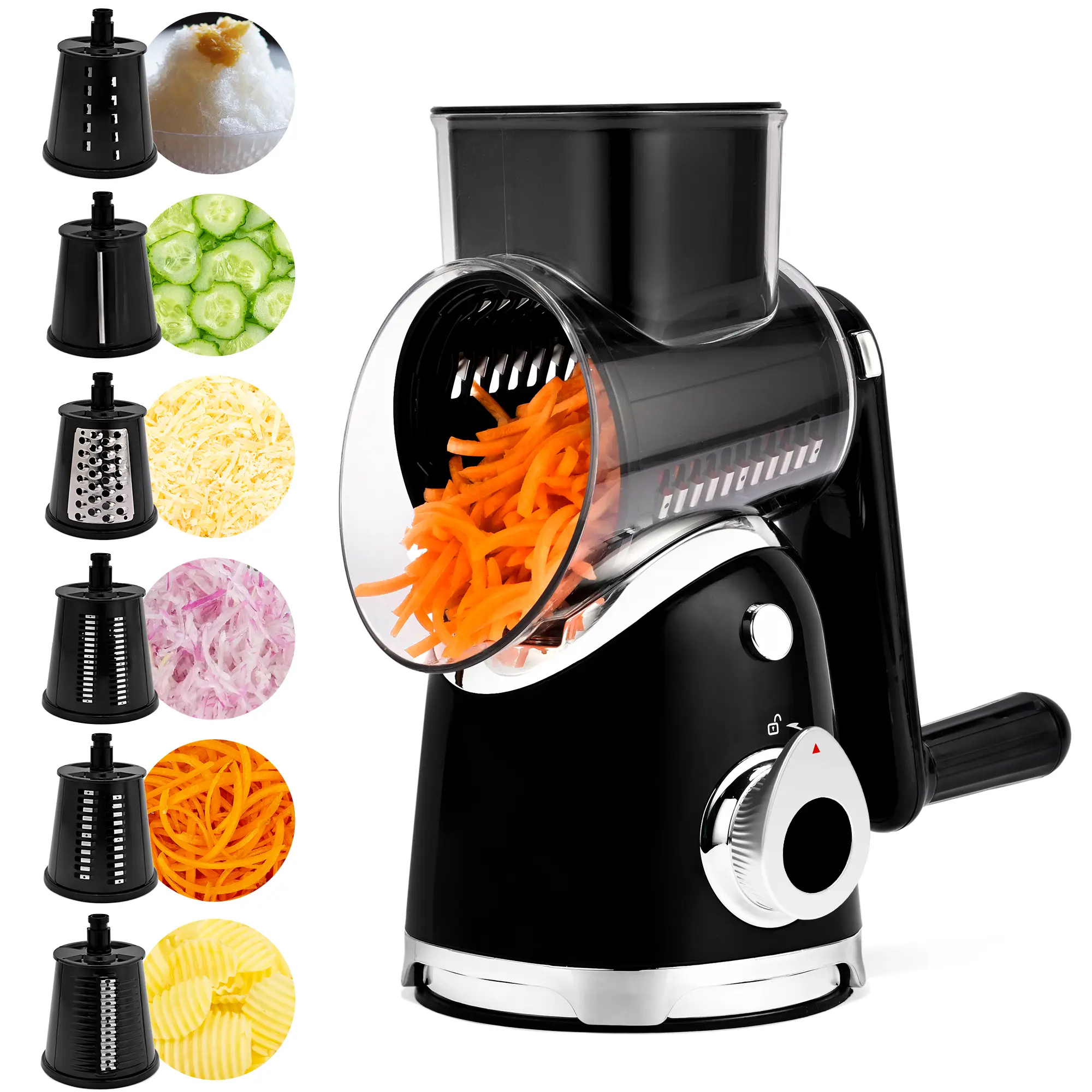 SUSTEAS Vegetable Food Chopper with 6 Design Blades, Powerful Suction Cup Base, 1 Blade Storage Rack & Rotating Cheese Gyro Cutter Kitchen Utensils New Beige summerwins,campingessentials,campinggear,home essentials tiktokshopbacktoschool