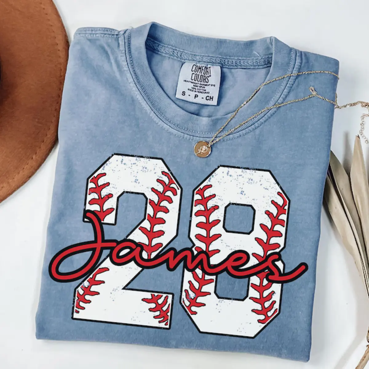 Women's Comfort Colors Custom Baseball Number Tee - Personalized Sports Fan Gift for Moms, Game Day Top