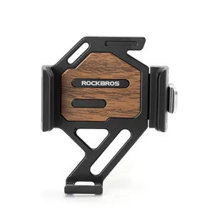 Rockbros Aluminum Anti-Shake Cell Bike Phone Holder with Split-Lock Design for 2.56–3.74" Phones, 360° Rotatable, Shock-Absorbing Protection, Motorcycle Mount