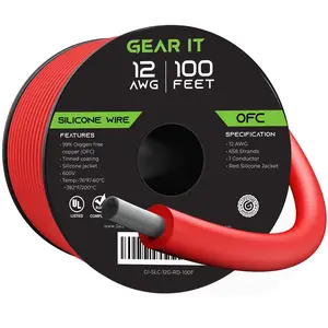 12AWG 600V Tinned OFC Stranded Silicone Wire, Red