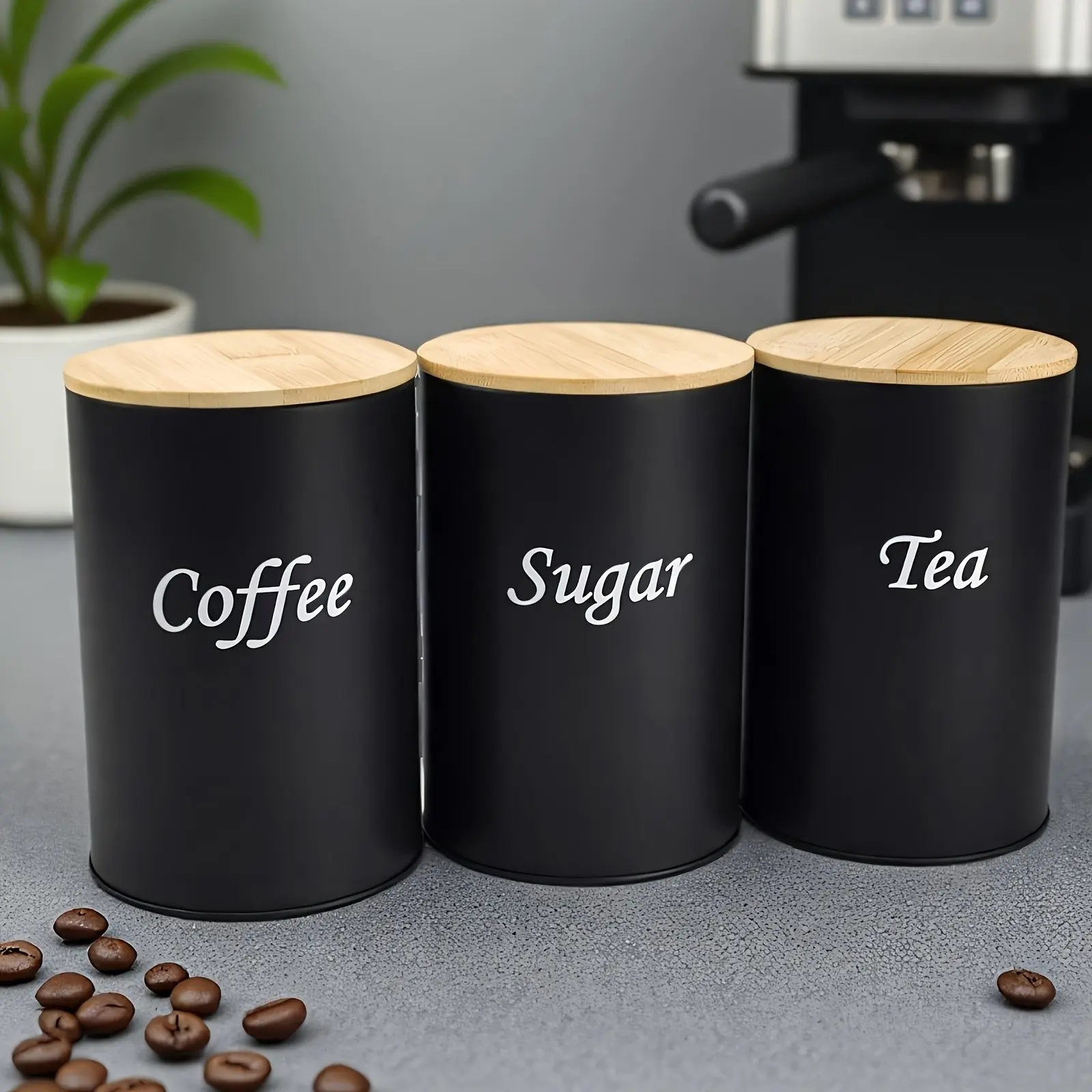 3-Piece Set Of Metal Round Cans, Stainless Steel Canister, Stainless Steel Containers, Coffee Storage Canisters For Tea, Coffee, Sugar, Reusable, Suitable For Kitchens, Offices, Multi-Purpose Storage