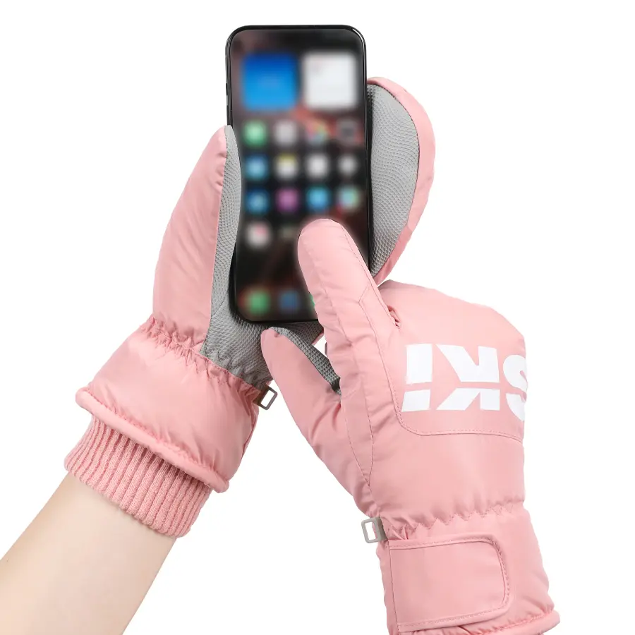 Women's Touchscreen Ready Pink Ski Mittens - Thick Fleece-Lined, Waterproof Shell, Thermal Snow Gloves for Skiing
