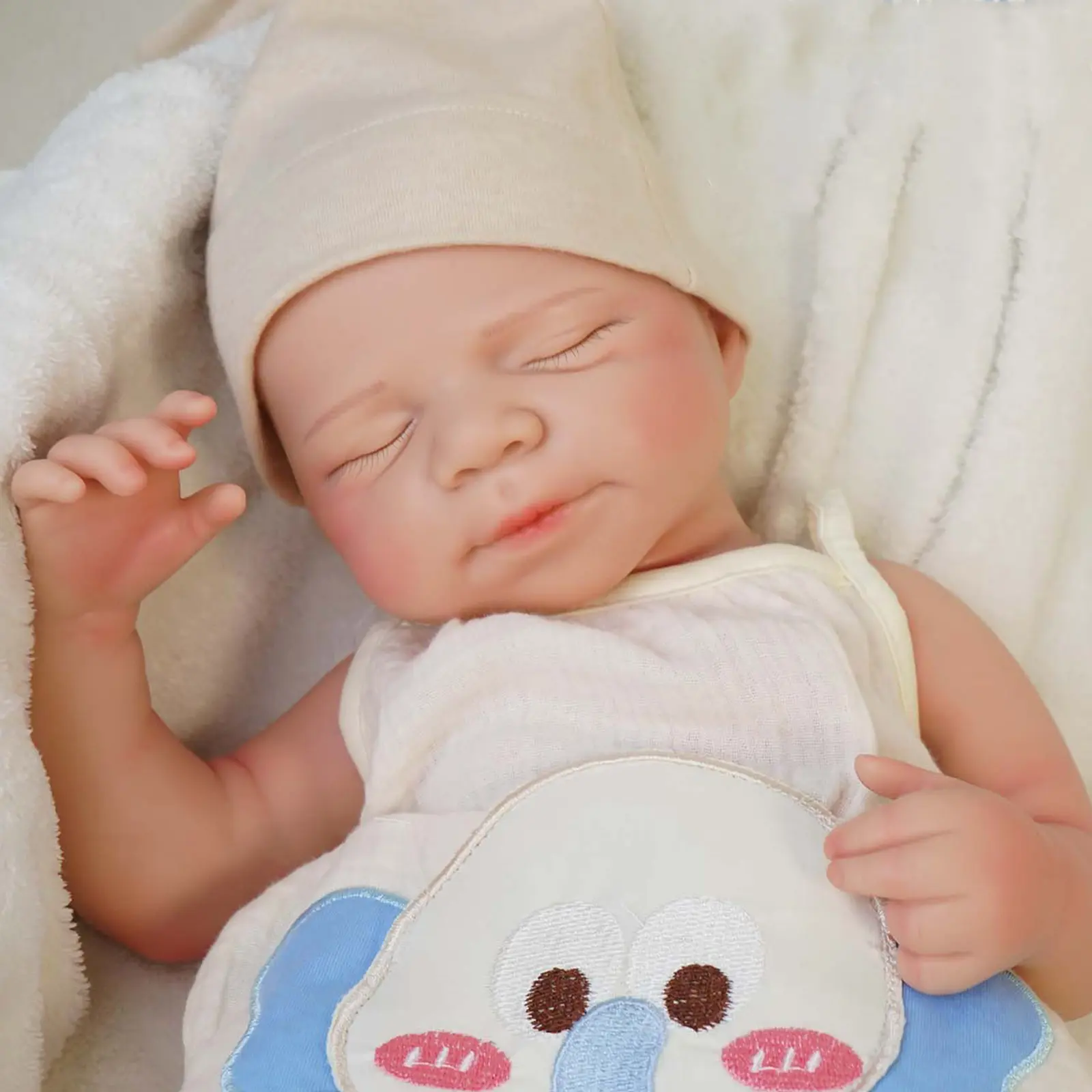 FunCuddle NO.14 18.31-in All Silicone Casting Reborn Baby Doll - Lifelike Realistic Newborn, Cuddly Gorgeous Doll, Baby-Like Skin, Companion Toy, Role-Playing Toy, Exquisite Packaging, Display-Only, Includes Bottles, Cuddly Doll